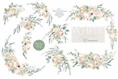 watercolor flowers and greenery clipart set