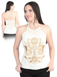 DESCRIPCION: Women's Sleeveles Sunflowers Embroidered Handmade Blouse Tipo: Blusa Artesanal Estilo: Sin Mangas Bordada de Girasoles Material: 100% Algodon Corrida USA: S/M, L/XL, 2XL, 3XL Hecho en Mexico Nota: Cada pieza es elaborada unica, los colores y bordados en los diseños pueden variar Handmade Blouse, Embroidered Material, Father Son Shirts, Rodeo Boots, Design Blouse, Blouse Style, Embroidered Blouse, Blouse Styles, Blouse Dress