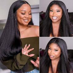 Alipearl Hair Curly Kinky Straight U Part Wig V Part Wig Natural Hair Yaki Straight Wigs Affordable 2''x4'' U Part Wigs Straight Hair Bundles, U Part Wig, Human Wigs, U Part Wigs, U Part, Straight Lace Front Wigs, Lace Hair, One Hair, Straight Human Hair