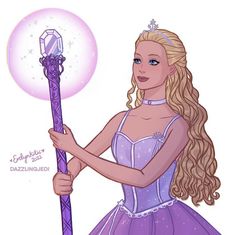 a drawing of a princess holding a wand