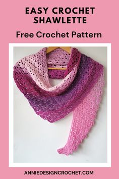 an easy crochet shawl pattern with text that reads easy crochet shawlette free crochet pattern