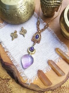 Hand woven macrame necklace adorned with amethyst gemstones and brass, Adjustable to desired length. Woven Macrame, Talisman Necklace, Crystal Necklaces, Macrame Necklace, Amethyst Gemstone, Crystal Necklace, Hand Woven, South Africa, Necklace Etsy