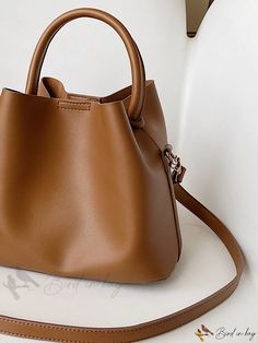 Bird in Bag - Leather Top-Handle Bucket Bag Brown Handheld Bucket Bag For Office, Formal Handheld Brown Bucket Bag, Fall Brown Bucket Bag With Detachable Handle, Chic Brown Bucket Bag With Handles, Brown Faux Leather Bucket Bag With Detachable Handle, Fall Faux Leather Bucket Bag With Detachable Strap, Trendy Brown Bucket Bag With Gold-tone Hardware, Trendy Brown Bucket Bag For Formal Occasions, Chic Brown Faux Leather Bucket Bag