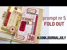 an open book with stamps on it and the words, proppt n'5 fold out