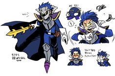 an image of some character designs for the game sonic and his hero friend are in action