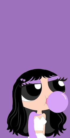 an animated girl blowing bubbles on her nose