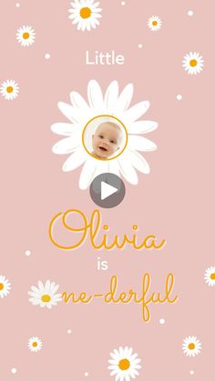 a pink background with white daisies and the words, little eliia is one - do