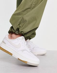 Nike Gamma Force sneakers in white and stone | ASOS Nike Gamma Force, Tenis Air Force, City Break Outfit, Nike Casual, Flip Flop Boots, Nike Training, White Trainers, New Nike, Shoes Trainers