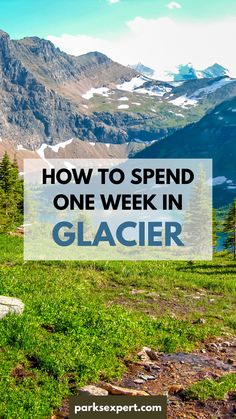 the mountains with text overlaying how to spend one week in glacier