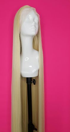 This wig  is 65inchs long, made with heat-resistant synthetic fibers. She has a 13x2 hand-tied transparent lace front and is nice and thick. She is equipped with a stretchy wig cap fitting the majority of head sizes, along with three combs and adjustable straps which help to secure the wig to your head. Due to sanitary reasons, we do not accept returns on orders which have been shipped, but please do contact me if there is any issue with your order. Thank you Click here to sign up to our mailing list and receive 15% off your first order:  https://mailchi.mp/3b28c8c2586b/dm600rtank Blonde Wig Straight, Long Blonde Wig, Drag Wigs, Wig Straight, Long Hair Pictures, Beautiful Wigs, Long Blonde, Drag Queens, Blonde Wig