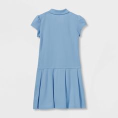 Dress up your little one for school days and play dates in this Short-Sleeve Pleated Uniform Tennis Dress from Cat & Jack™. This short-sleeve uniform tennis dress features a collared neckline, a front-button placket and a pleated skirt for a classic look. It's made from soft, stretchy pique material for flexible all-day comfort, and it's designed in a solid navy color for easy coordination with layering pieces. Have them wear this dress alone with uniform shoes during warm weather, then layer wi Fitted Short Sleeve Tennis Dress For Summer, Summer School Pleated Dresses, Pleated School Dress For Summer, Pleated Summer School Dress, Casual Short Sleeve Tennis Dress For Summer, Fitted Short Sleeve Tennis Dress For Spring, Spring Fitted Short Sleeve Tennis Dress, Spring Short Sleeve Fitted Tennis Dress, Spring School Pleated Dress