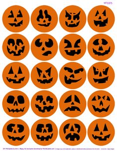 halloween pumpkins with different faces on them