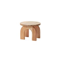 a small wooden stool on a white background