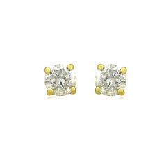 This fabulous jewelry is available for diamond exchange redemption or at full retail price. 14K White or Yellow Gold Earrings(approx. 1/5 ct. tw.) This piece is part of the Diamond Rewards program. To acquire this you would need 10 of our .03ct diamonds. Beautifully designed in 14K gold, set in four-prongs. With friction backs to help secure. These real natural mined diamonds are upgraded to feature round near colorless diamonds and I1 clarity. We created this luxury brand of jewelry for our val