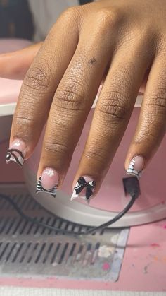 Short Detailed Nails, Navy Blue Nail Inspo Acrylic, Black Short Duck Nails, Short Duck Nails Black, Navy Blue Homecoming Nails, Teal Nails Short, Bday Nails, Henna Nails