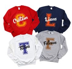 School Mascot Sweatshirts, Team Name Hoodies, College Team Mascot Sweaters, Personalized School Spirit Outfit, School Mascot Gift, University Team Name, Custom Mascot Sweatshirt, Personalized Football Hoodie, Custom School Spirit Sweater, School Mascot Gift, School Football Sweater, Personalized Team Name Clothing, Teacher Appreciation Gift,  College Football Hoodie, Mascot Shirt Gift, Custom Teacher Gift 💗This School Mascot Sweatshirt or Hoodie is the perfect gift for everyone! Your orders mad School Spirit Outfit, College Mascot, Mascot Shirt, Outfit School, Custom Teacher Gifts, Football Sweater, Team Mascots, Personalized Football, College Team