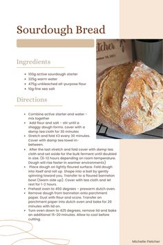 the recipe for sourdough bread is shown in this brochure, which includes instructions