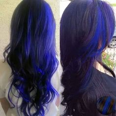 Black hair with blue tips would be beautiful! Hair With Purple Tips, Blue Tips Hair, Indigo Hair, Bright Blue Hair, Ombre Dark, Underlights Hair, Dark Blue Purple, Bold Hair Color