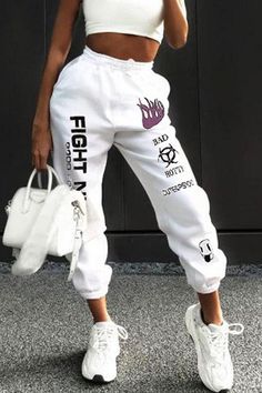 Baggy Pants Women, Cute Sweatpants, White Sweatpants, Baggy Sweatpants, Printed Sweatpants, Bodycon Jumpsuit, Baggy Pants, Joggers Womens