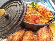 some food that is in a bowl on a table