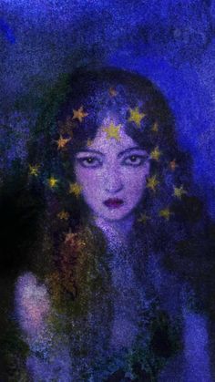 a painting of a woman with stars in her hair