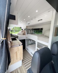 the interior of an rv with bunk beds