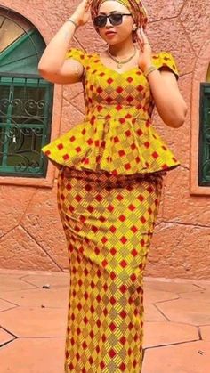 Fitted Yellow Dress For Wedding, Multicolor Peplum Dress For Party, Multicolor Fitted Peplum Dress, Fitted Peplum Wedding Dress, Kente Styles Ghana Women, Maxi Dress Ankara, African Mermaid, African Print Maxi Dress, Ankara Maxi Dress