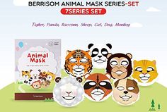 Berrisom Animal Mask Series Set 7 Characters Fun N Moistu... Korean Beauty Secrets, Animal Mask, The Giving Tree, Mask Pack, Korean Skin Care, Pet Monkey, Beauty Mask, Korean Skin, Animal Masks