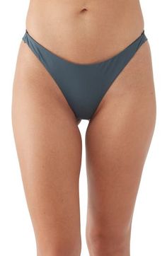 An ultra-cheeky back is the distinguishing feature of these versatile bikini bottoms. Cheeky back coverage 82% recycled polyamide, 18% elastane Hand wash, dry flat Imported Gray Stretch Swimwear, Gray Stretch Swimwear For Swimming, Gray Stretch Swimwear For The Beach, Gray Stretch Swimwear For Beach, Gray Stretch Bottoms For Beach, Gray Beachwear For Beach Season, Gray Swimwear For Pool And Beach Season, Gray Beachwear Swimwear For Beach Season, Gray Seamless Summer Bottoms