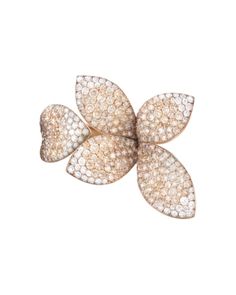 Pasquale Bruni 18K Rose Gold Secret Garden Four Petal Pave Diamond Ring Champagne Diamond Rings, Pasquale Bruni, Luxury Jewelry Brands, Pave Diamond Ring, Jewelry Rings Diamond, Diamond Flower, Champagne Diamond, Diamond Fashion, Flower Ring