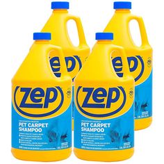 three gallon bottles of zep pet carpet shampoo