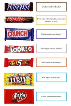 an image of candy bar quiz answers