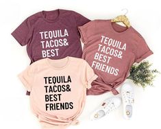 Matching Cinco De Mayo Drinking Party Shirt For Latina Women And Men, Mexican Fiesta Tequila Tacos Best Friends Tee, Taco Lover Gift T-Shirt Thank you so much for choosing us! How To Order 1️⃣ Please review all the information provided before placing an order. 2️��⃣ Select the shirt type and size using the drop down menu. 3️⃣ Select the color of the shirt using the following drop down menu. 4️⃣ Once all your desired items are in your cart you may complete your order by entering your payment method Novelty Screen Print Tops For Summer, Novelty Screen Print Summer Tops, Taco Lover, Friends Tee, Drinking Party, Boys Graphic Tee, Party Shirts, Tequila, Types Of Shirts