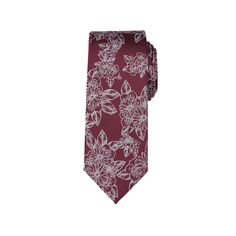 Show off your sense of style with this floral men's skinny tie from Bespoke. Show off your sense of style with this floral men's skinny tie from Bespoke. Floral design 2.5-inches wide Narrow width complements slim, modern dress apparelFABRIC & CARE Polyester Spot clean only Imported Size: One Size. Color: Dark Red. Gender: male. Age Group: adult. Classic Fitted Ties With Floral Print, Patterned Fitted Ties For Business, Classic Fitted Floral Print Ties, Red Tie For Spring Formal Occasions, Red Ties For Spring Formal Occasions, Red Formal Ties For Spring, Elegant Red Ties For Spring, Elegant Red Spring Tie, Elegant Red Spring Ties