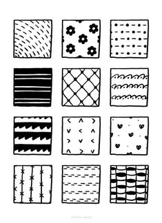 hand drawn patterns in black and white