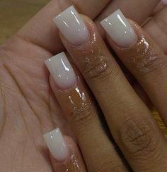 Off White Nails Short, Short Manicures Gel, Shortie Acrylic Nails Square, White Nails Glossy, Classic Nails Black Women, Sharp Square Nails Short, Nut Color Nails Short, Basic Shorties Nails, Cute Classy Short Acrylic Nails