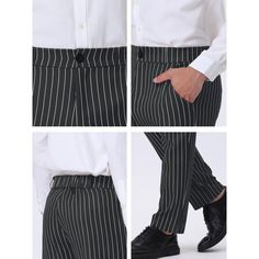 These trousers feature a mid-rise design, and a zip and button closure for easy and comfortable wearing. Contrasting striped trousers in a variety of colors to choose from. These pants can be worn with t-shirts, shirts, and jackets for a stylish look. You can wear these pants for work, business, office, daily leisure, street shooting, vacation, dating, and other occasions. Slim Fit Chino Pants, Pants For Work, Street Shooting, Striped Trousers, Work Suits, Slim Fit Chinos, Fabric Tape, Fitted Trousers, Business Dresses