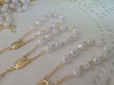 30 pc baptism favors white color Gold plated / christening favors/ recuerdos de bautismo/ baptism fa White Spiritual Jewelry For Confirmation, Spiritual White Jewelry For Confirmation, Handmade White Jewelry For Confirmation, White Rosary Bracelet For First Communion, Handmade Silver Wedding Rosary, White Spiritual Rosary With Miraculous Medal, Spiritual White Rosary With Miraculous Medal, Personalized White Jewelry For Baptism, Elegant White Rosary For First Communion