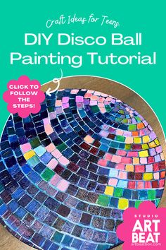 a book cover with the title diy disco ball painting tutor