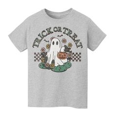 Your child will love rocking this Kids 8-20 Trick or Treat Ghost Halloween Graphic Tee all season long and beyond! Your child will love rocking this Kids 8-20 Trick or Treat Ghost Halloween Graphic Tee all season long and beyond! FEATURES Crewneck Short sleeves Get ready for Spooky season with this cute graphic tee!FABRIC & CARE Cotton Machine wash Imported Size: Large. Color: Sport Gray. Gender: male. Ghost Boy, Halloween Graphic Tees, Halloween Graphic, Cartoon Letters, Cute Graphic Tees, Ghost Halloween, Boys Top, Halloween Ghosts, Halloween Kids