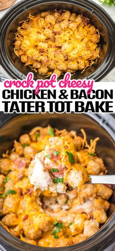 an image of chicken and bacon tater tot bake in the crock pot