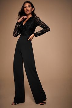 Jumpsuit Elegant Wedding, Evening Wear Jumpsuits, Jumpsuit Outfit Wedding, Black Lace Jumpsuit, Fall Fashion Skirts, Gala Outfit, Petite Jumpsuit, Outfit Wedding Guest, Wedding Jumpsuit