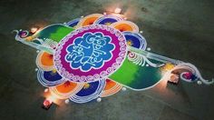 a colorful rangdi with lights on the ground