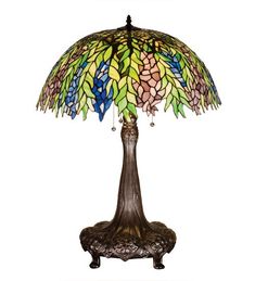 Meyda Tiffany - 10390 - Shade - Tiffany Honey Locust Periwinkle Flowers, Lotus Lamp, Stained Glass Table Lamps, Honey Locust, Tiffany Table Lamps, Tiffany Lamp, Flower Lamp, Louis Comfort Tiffany, Stained Glass Lamps