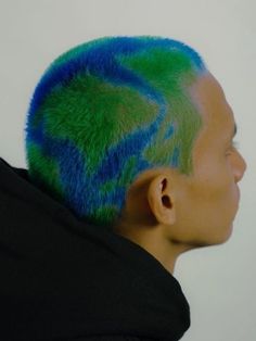 Buzzcut Designs, Blue And Green Hair, Bleached Hair Men, Dyed Hair Men, Arctic Fox Hair Color