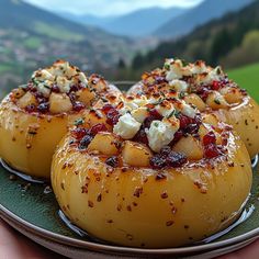 Baked Apples with Feta, Honey, and Cranberries 🍯🧀🍎  Ingredients: - 4 firm apples, halved and cored 🍎 - 1/2 cup crumbled feta cheese 🧀 - 1/4 cup dried cranberries, chopped 🍇 - 2 tablespoons honey 🍯 - 1 tablespoon olive oil 🫒 - 1 teaspoon fresh thyme leaves 🌿 - Salt and pepper to taste 🧂 - Optional: Chopped walnuts for garnish 🌰  Instructions: 1. Preheat the oven to 375°F (190°C) 🔥. 2. Slice the apples in half and scoop out the core to make a small well in each half 🍎🥄. 3. Arrange the apple halves in a baking dish, cut-side up. Drizzle with olive oil, then fill each center with feta crumbles and chopped cranberries 🧀🍇. 4. Bake for 15-20 minutes, until the apples are tender and the feta begins to melt 🍽️. 5. Remove from the oven, drizzle with honey, and sprinkle fresh thyme o Maple Snickerdoodles, Brownie Milkshake Recipes, Rory Style, Timeless Recipes, Chocolate Covered Cookie Dough, Peach Cobbler Muffins, Cream Filled Donuts, Baked Apple Recipes