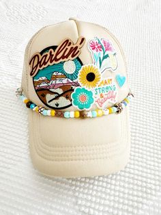 Trucker patch hats are all the rage! Super fun, super cute and so trendy for summer! We offer one of a kind styles and we can do custom leather patches too! Cute Adjustable Visor Baseball Cap, Personalized Snapback Baseball Cap Fun Style, Fun Personalized Snapback Baseball Cap, Casual Summer Baseball Cap Gift, Cute Adjustable Visor Hat, Personalized Snapback Hat For The Beach, Novelty Baseball Cap With Adjustable Curved Brim, Cute Snapback Hat - One Size Fits Most, Playful Trucker Hat With Graphic