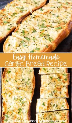 an easy homemade garlic bread recipe is ready to be baked in the oven and eaten