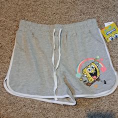 Spongebob Shorts. Jr Large. Nwt Fun Bottoms With Elastic Waistband And Short Length, Fun Bottoms With Elastic Waistband In Short Length, Fun Cotton Bottoms For Vacation, Fun Cotton Shorts For Beach Season, Fun Cotton Shorts, Fun Short Cotton Bottoms, Spongebob Shorts, Spongebob Clothes, Spongebob Squarepants