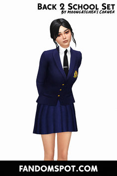 a girl in a school uniform is posing for the camera with her hands on her hips